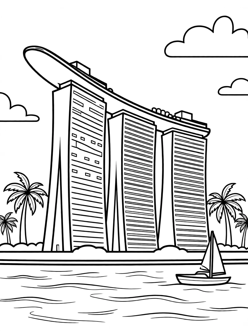 Singapore Marina Bay hotel ship-shaped building