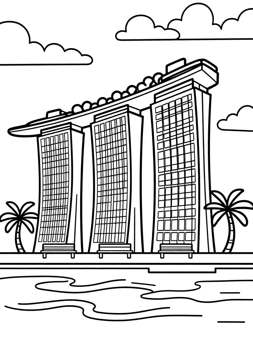Singapore Marina Bay hotel ship-shaped building