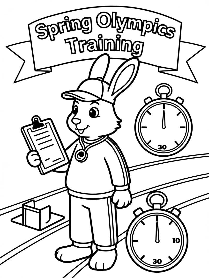 A bunny coach training for the spring Olympics
