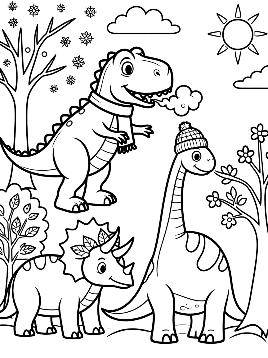 Dinosaurs adapting to seasonal temperature changes