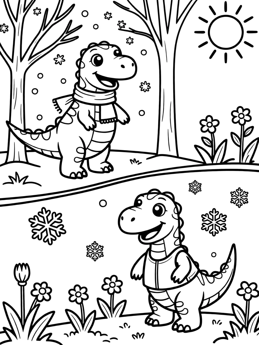 Dinosaurs adapting to seasonal temperature changes