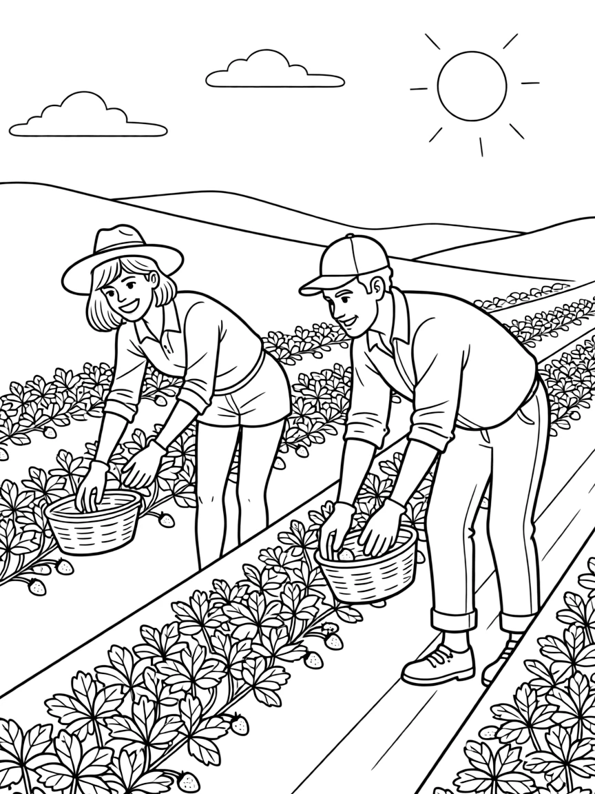 (California) California farmers picking strawberries