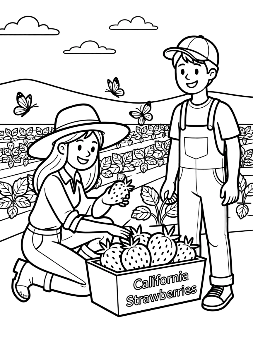 (California) California farmers picking strawberries