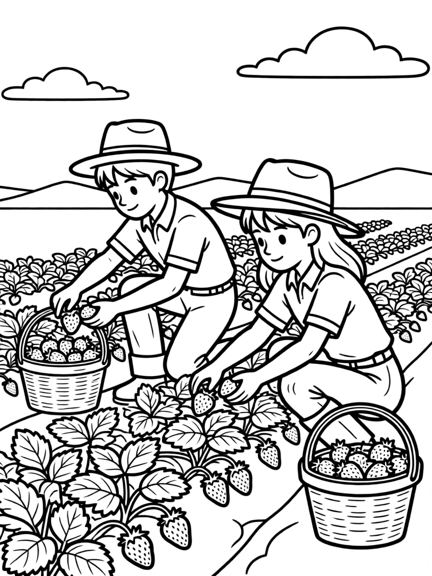(California) California farmers picking strawberries