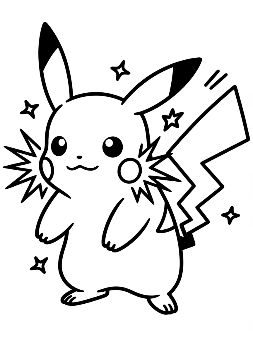Pikachu charging up an electric attack with cheeks sparking