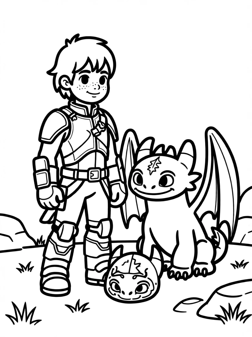 (characters in "How to Train Your Dragon") Hiccup's dragon riding suit.