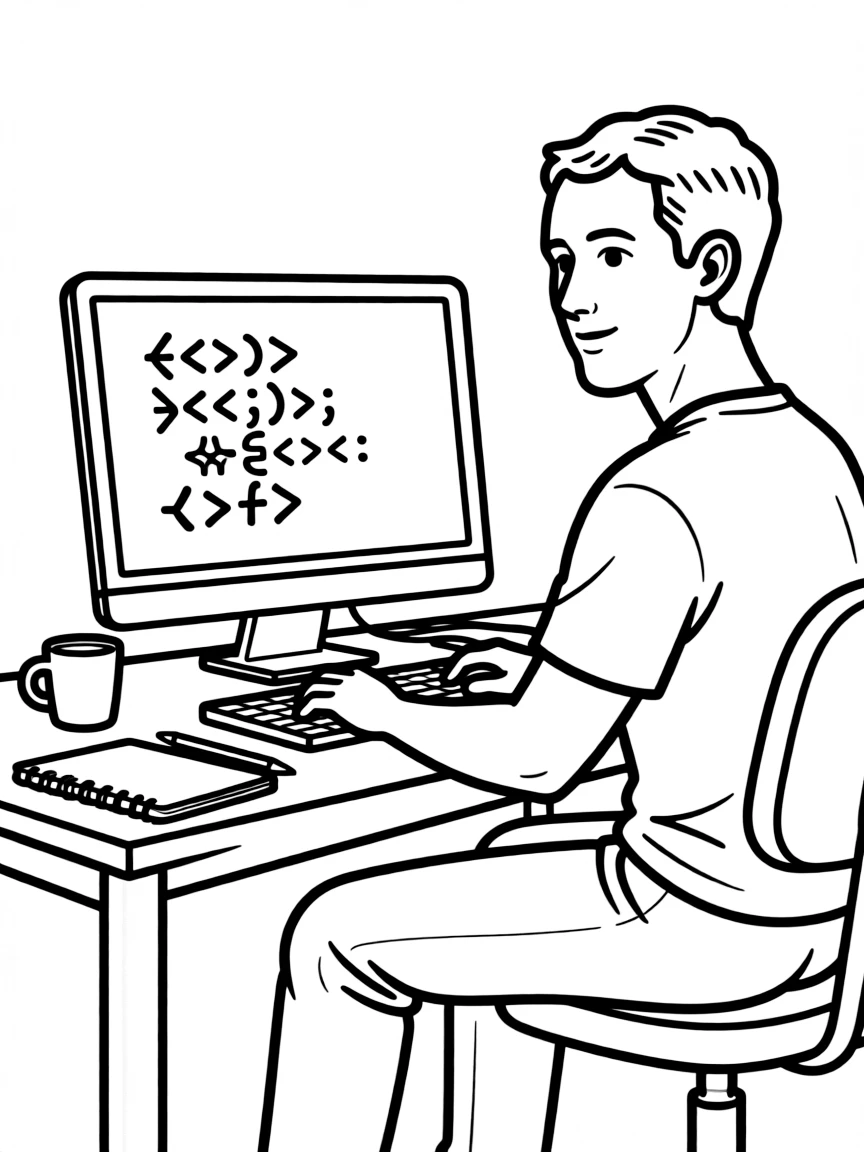 Mark Zuckerberg coding.