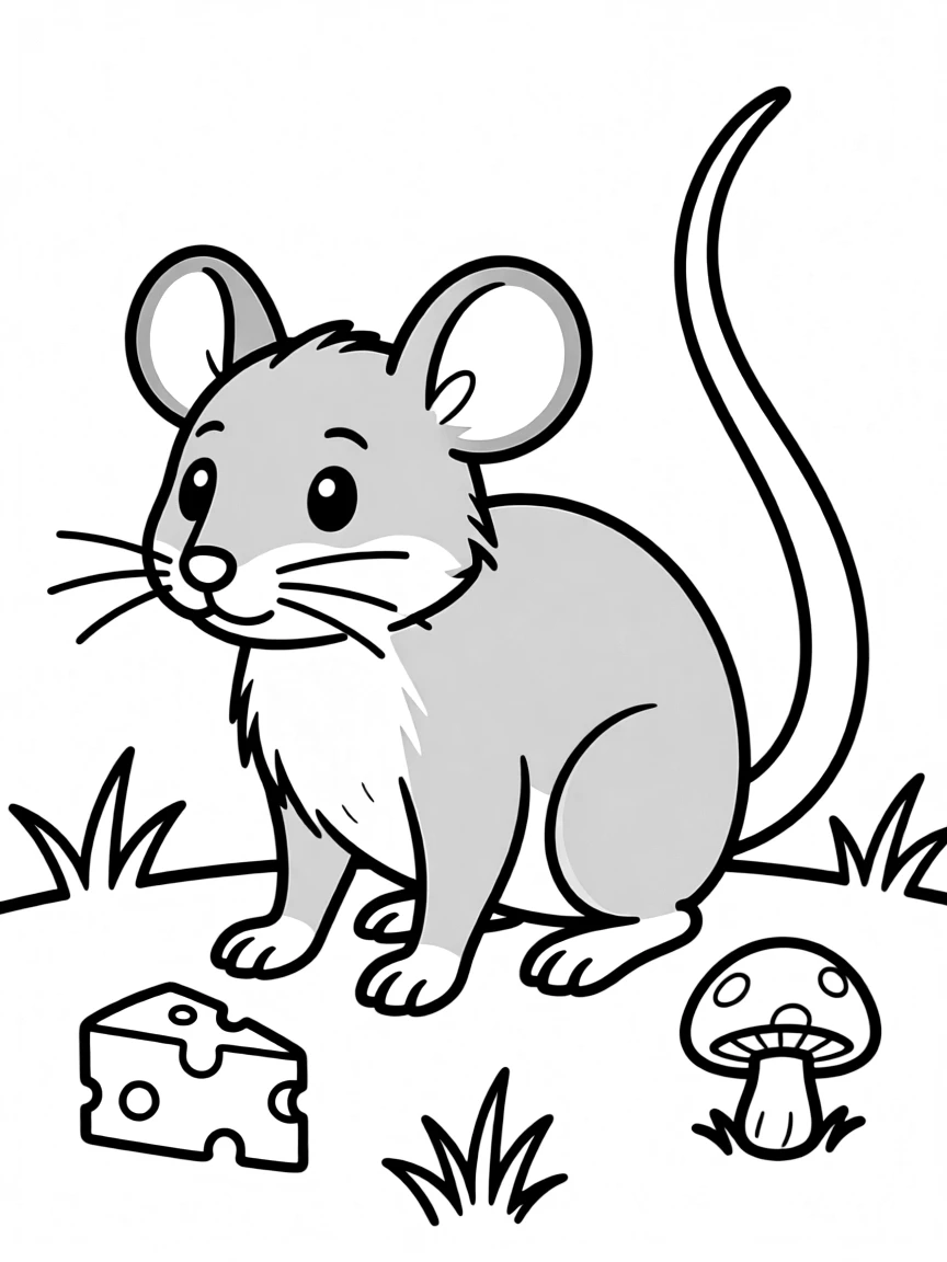 R – Rat: A small gray rat with a long pink tail.