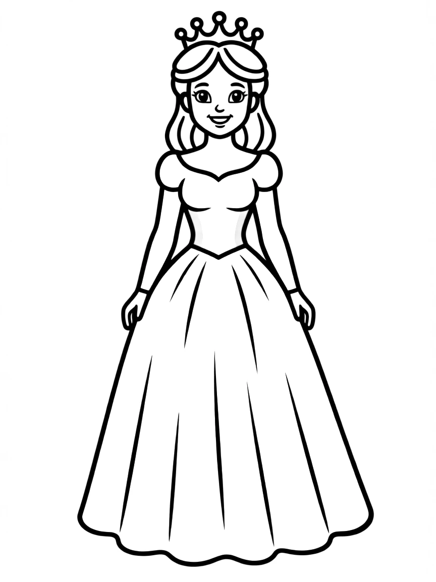 Q – Queen: A smiling queen in a blue gown and crown.