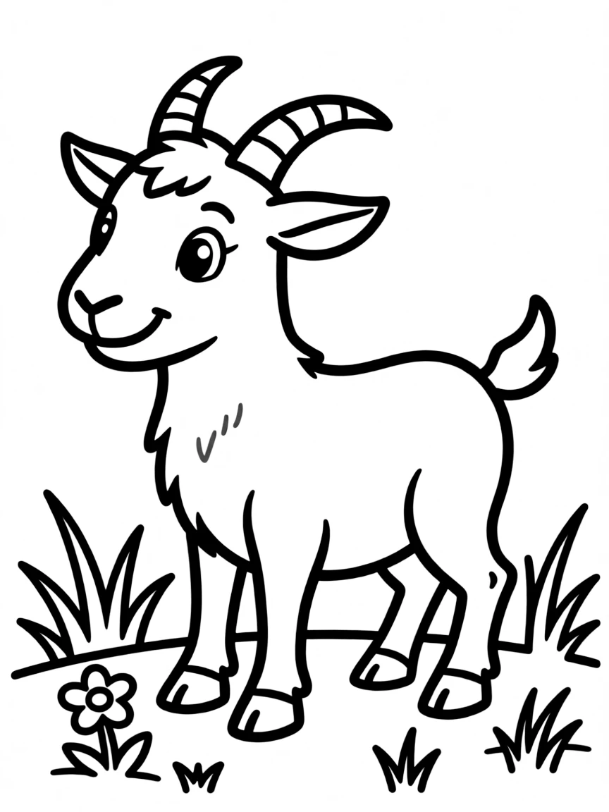 G – Goat: A cartoon goat with short horns, standing sideways.