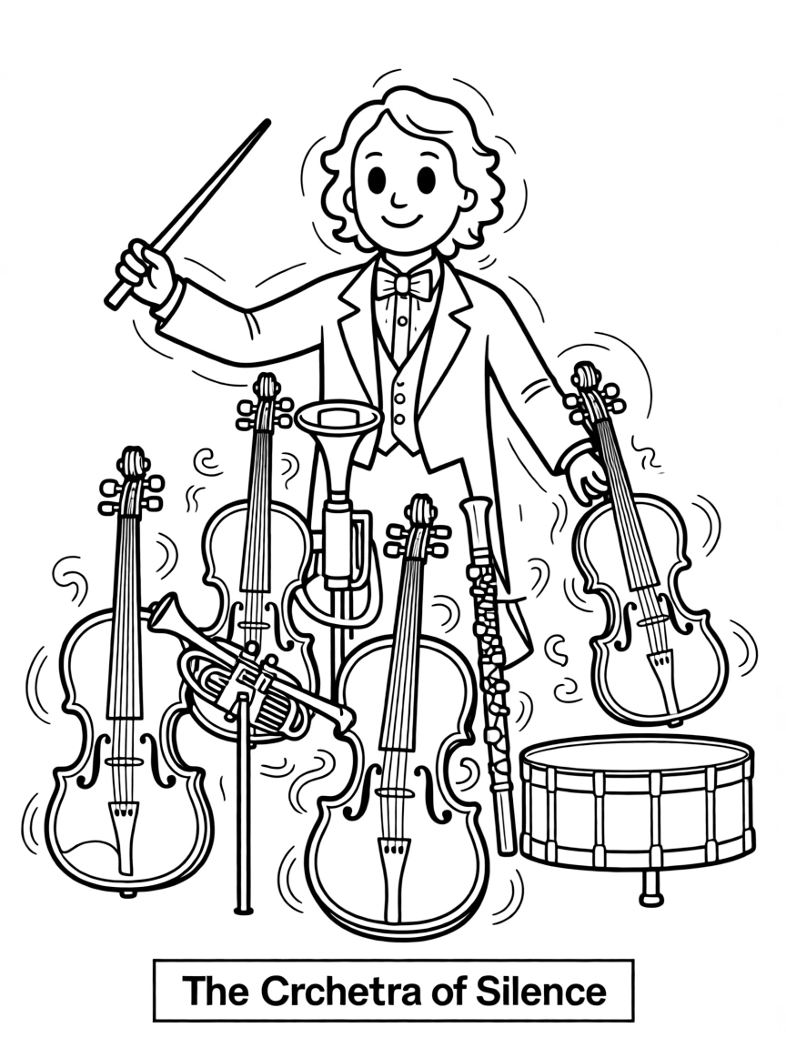 A ghost conductor leading an orchestra of silence