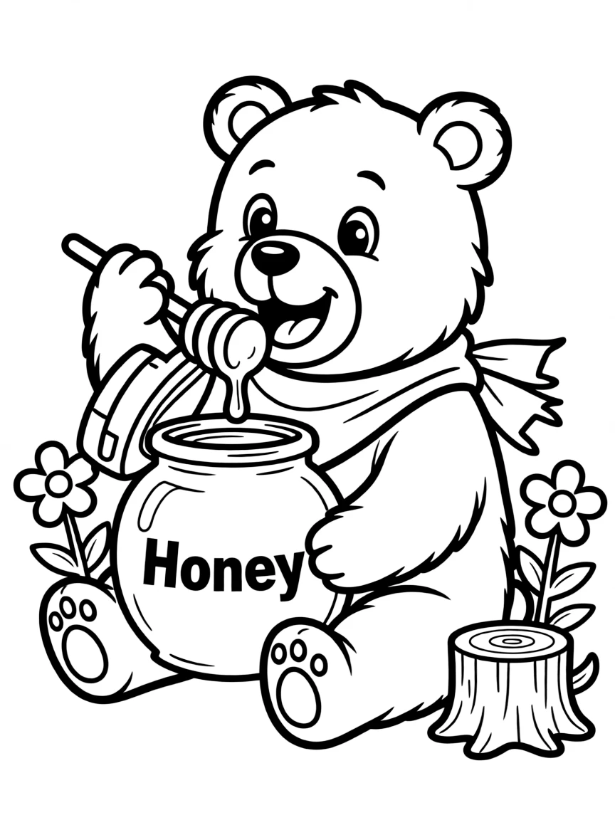 A bear eating honey