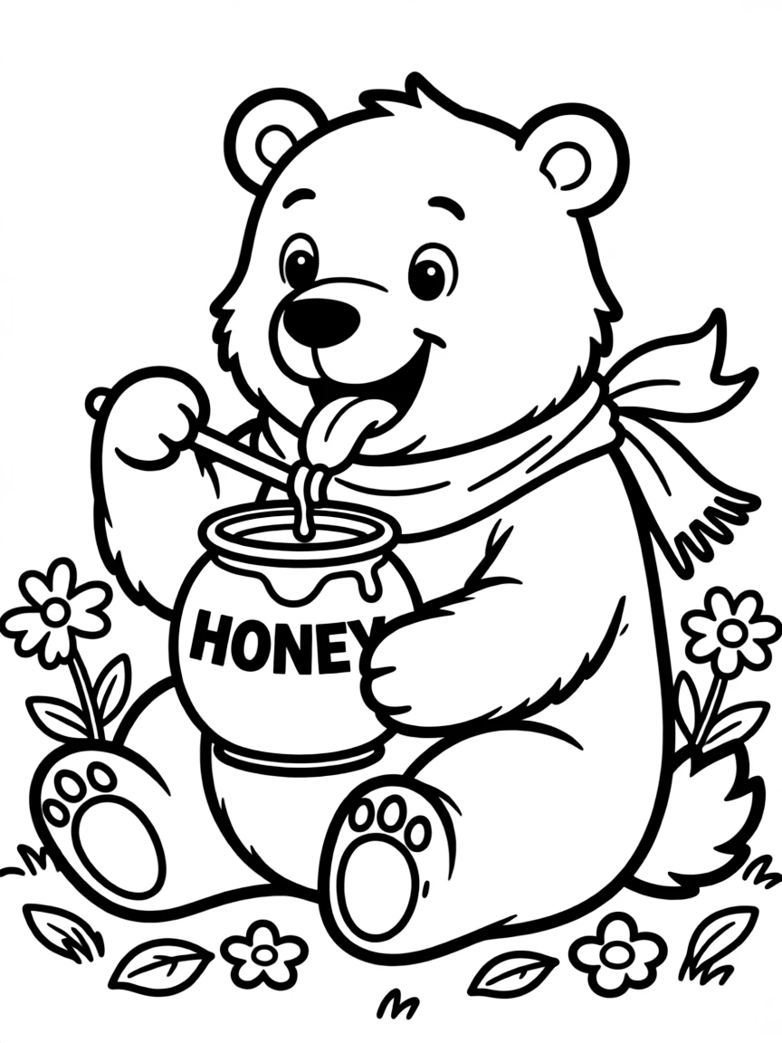 A bear eating honey