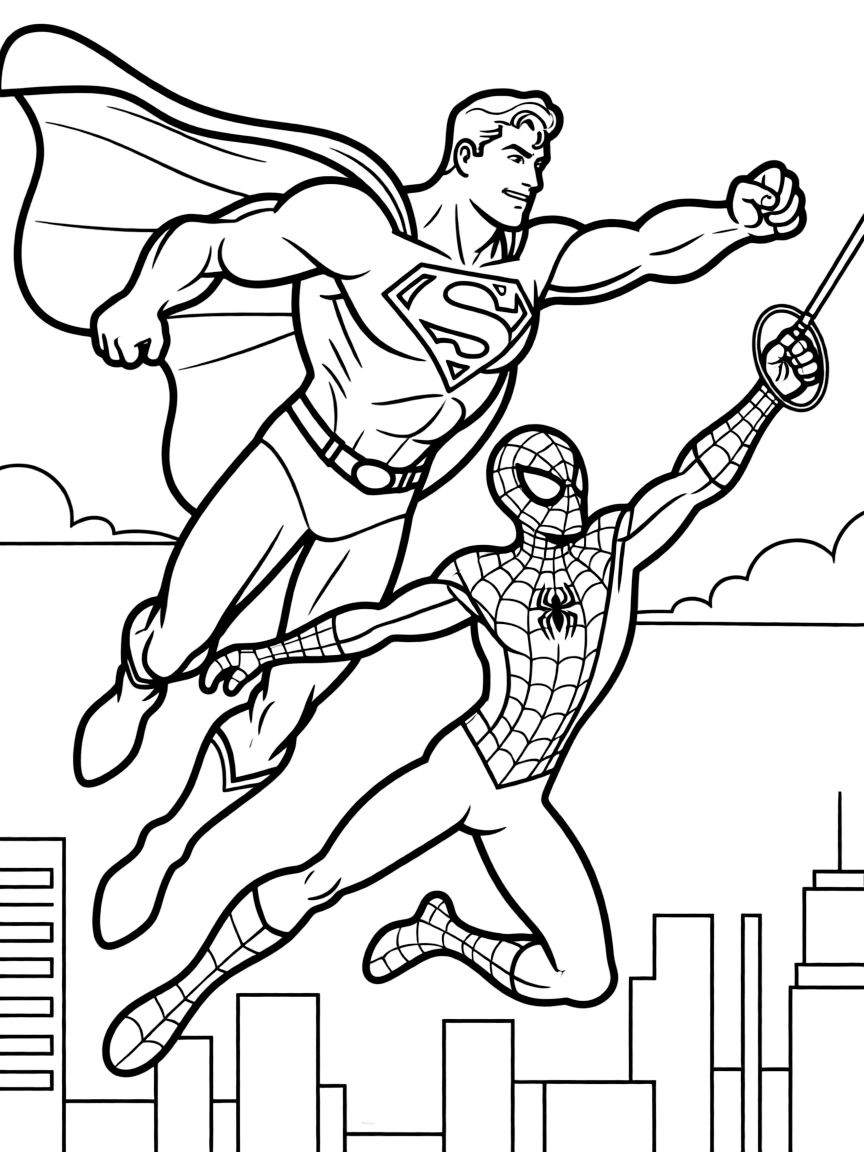 superman is fighting with spiderman