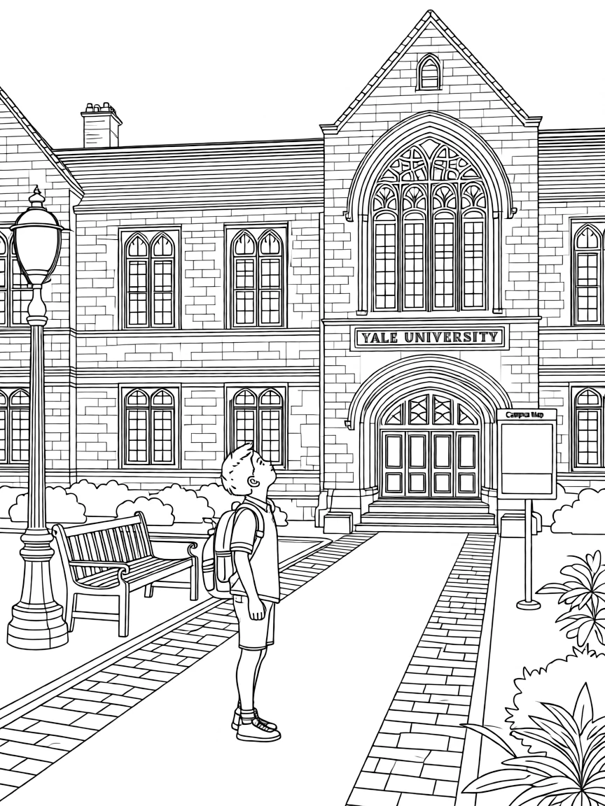 (Connecticut) A child visiting the Yale University campus