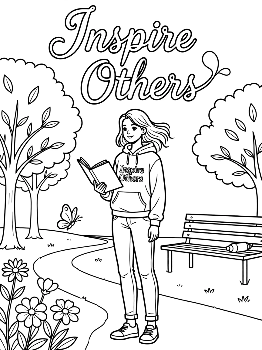 **Inspire Others** uplifting coloring page, include the text "Inspire Others".
