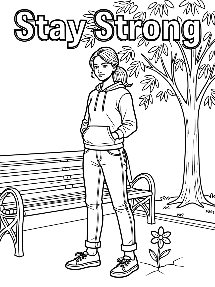 **Stay Strong** resilient coloring page, include the text "Stay Strong".