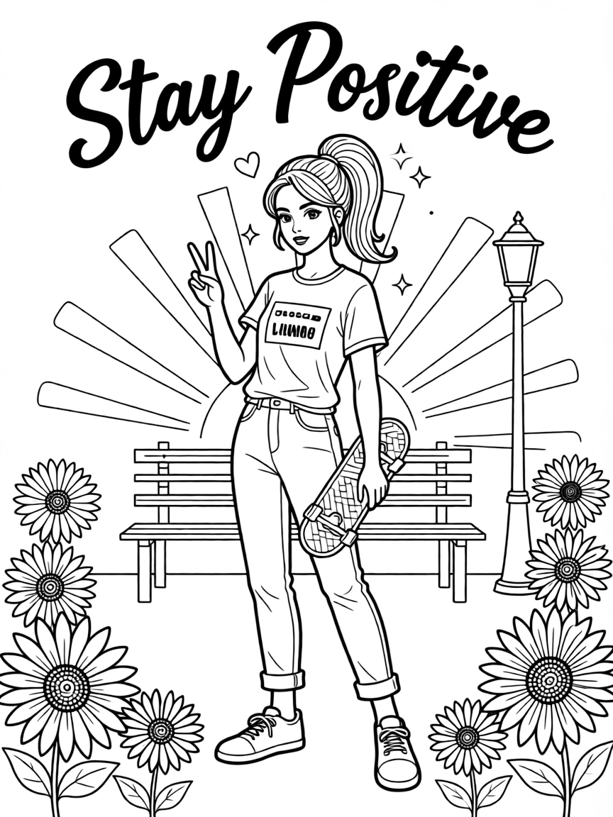 **Stay Positive** resilient coloring page, include the text "Stay Positive".