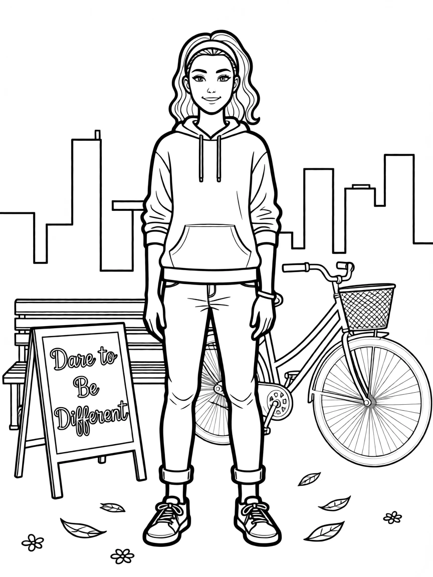 **Dare to Be Different** unique coloring page, include the text "Dare to Be Different".