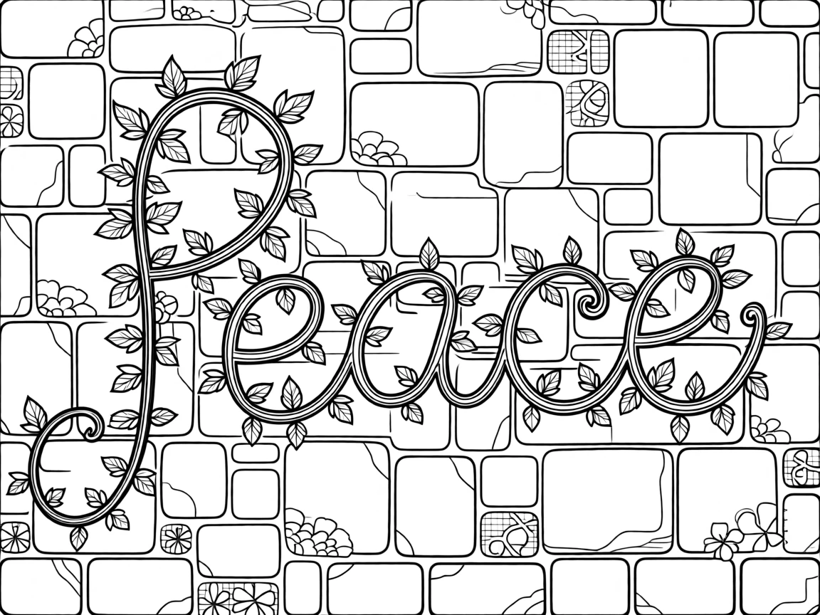A single trail of ivy spelling out a gentle word across a stone wall.
