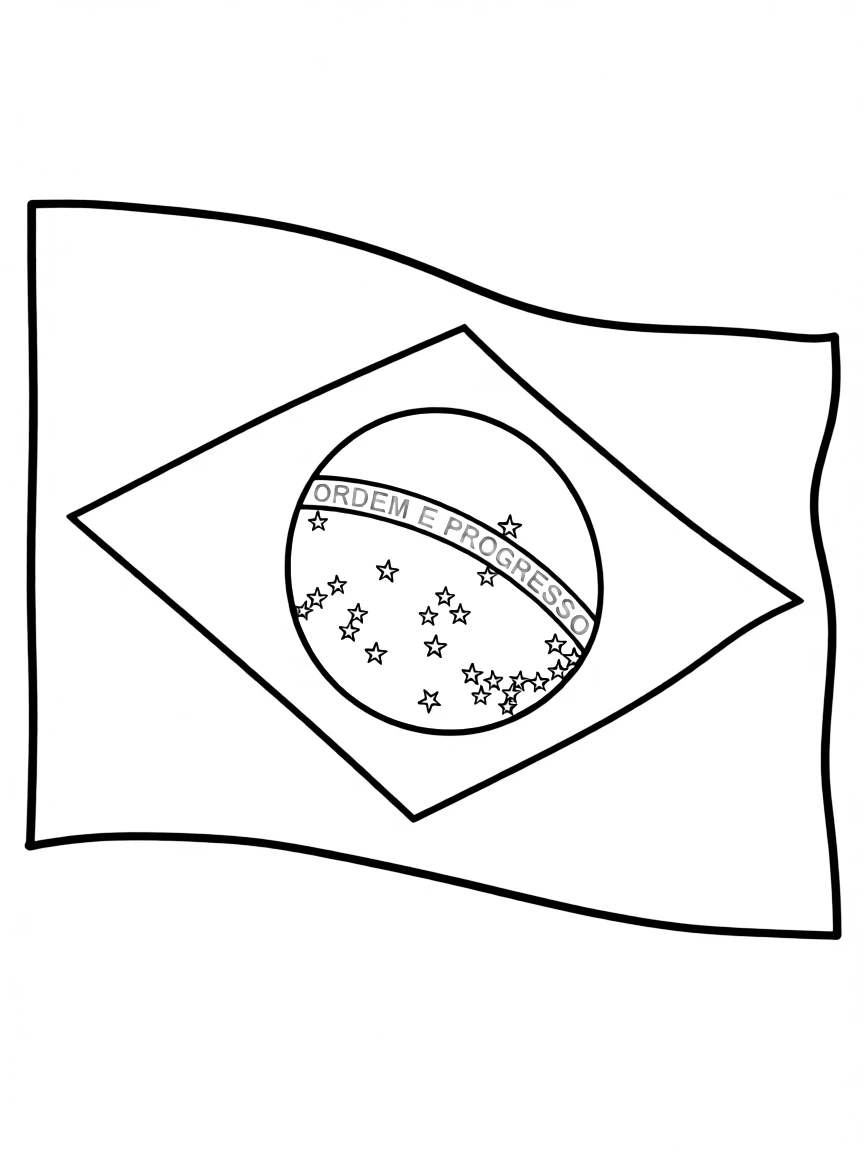 Flag of Brazil with a globe and stars.