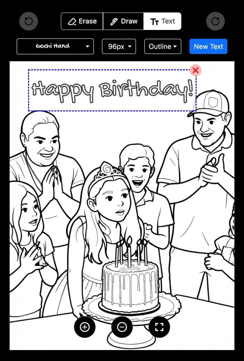 Screenshot of the coloring page editor